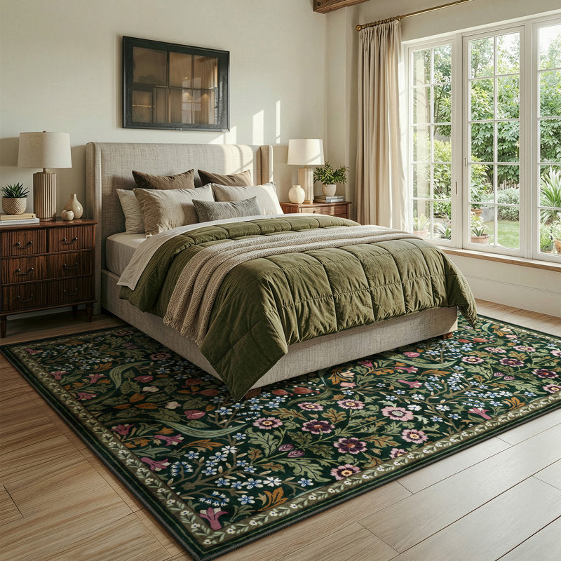 Kaldi - Floral Washable Area Rug Non-Slip Living Room & Bedroom
