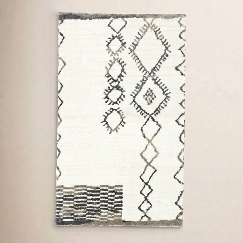 Kaylee Sahara Boho Non-Slip Machine Washable Bath Rug - Gray/Ivory