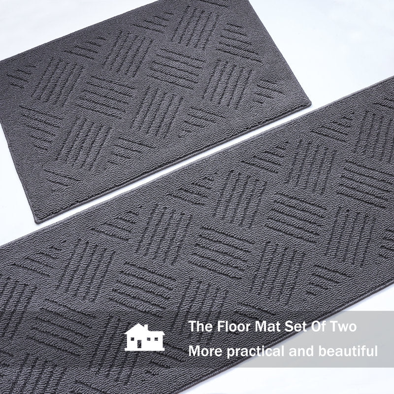 EverGrip 2-Piece Kitchen Rug Set - Non-Slip Polypropylene Floor Mats
