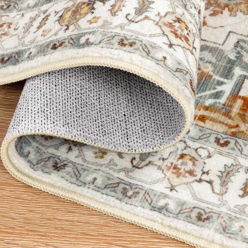 3-Piece Kitchen Rug Set - Vintage Floral Polyester - Non-Slip Mats