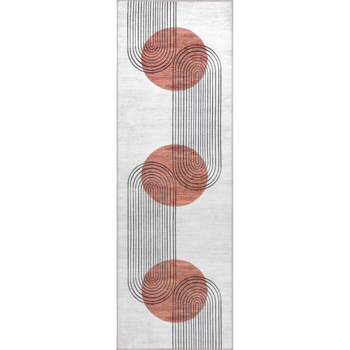 Abstract Sun Machine Washable Runner Rug - Modern Hallway Decor