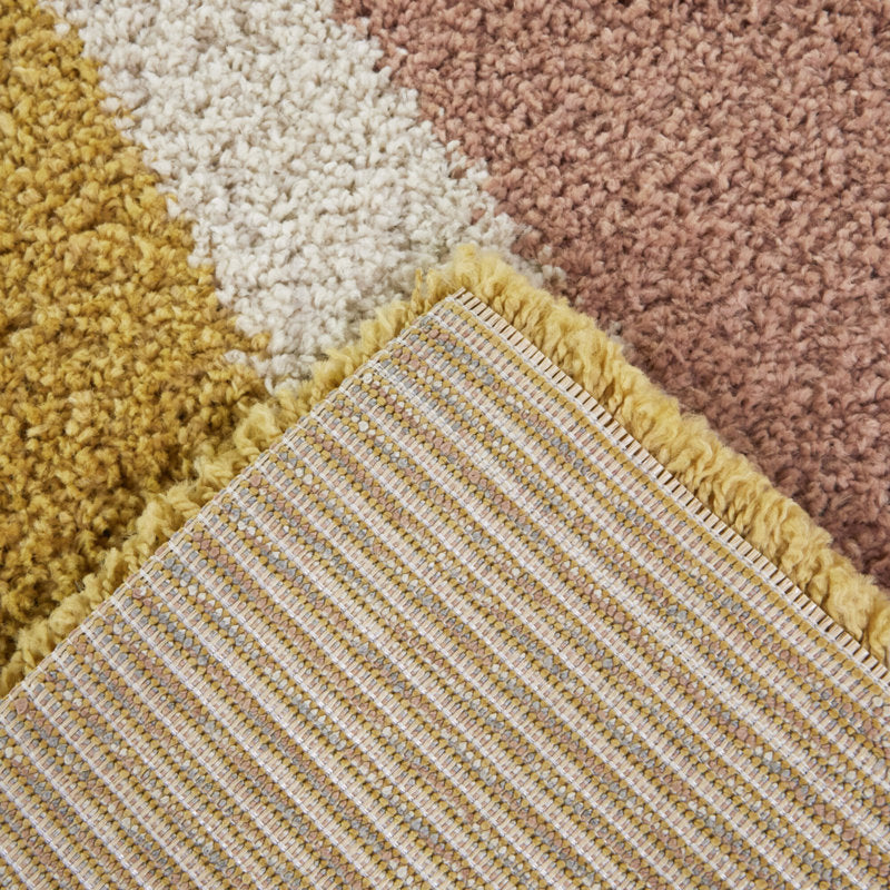 Rainbow Shag Area Rug - Modern Polypropylene Sun Design for Kids Room