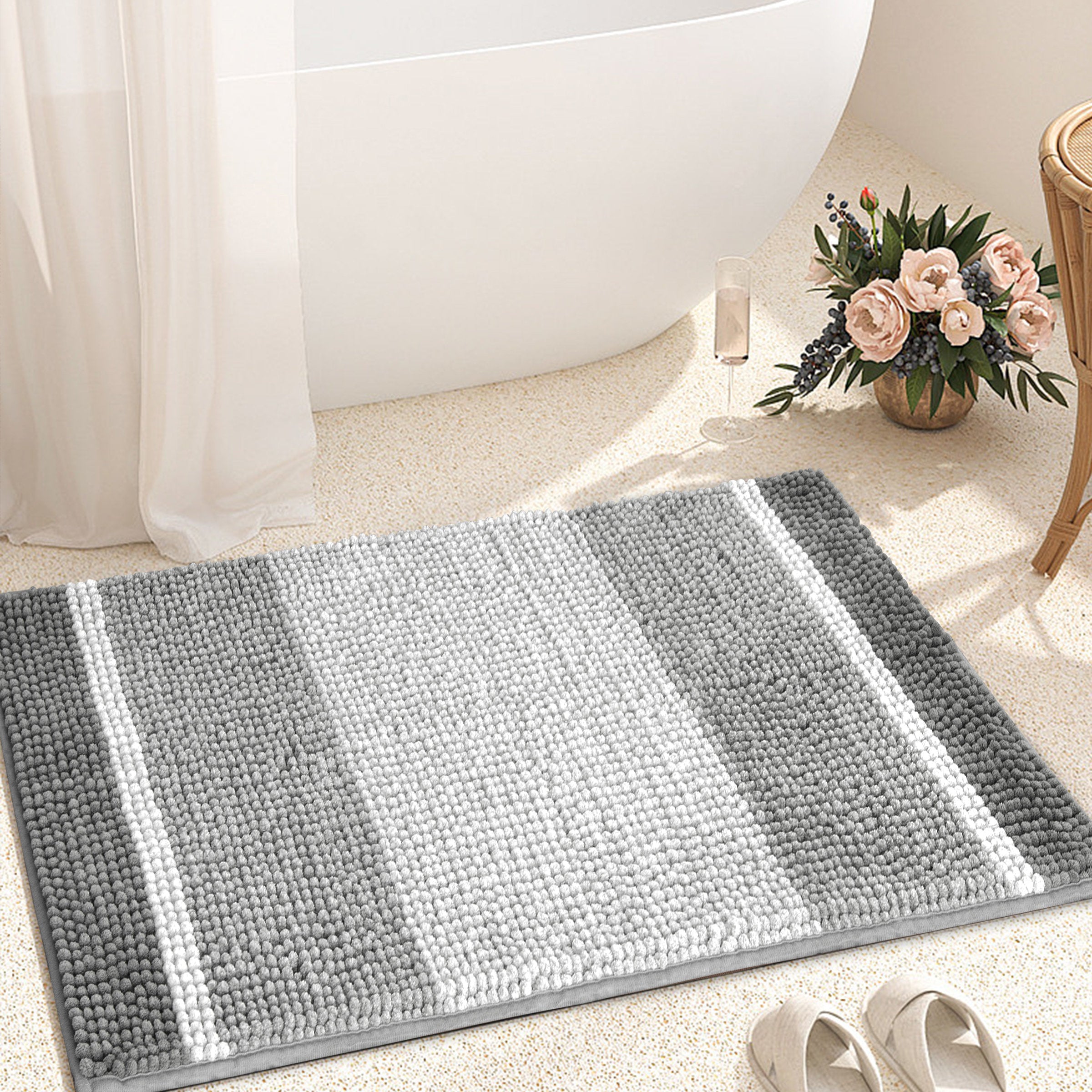 Gradient Chenille Bath Rug - Ultra Soft Absorbent Bathroom Mat