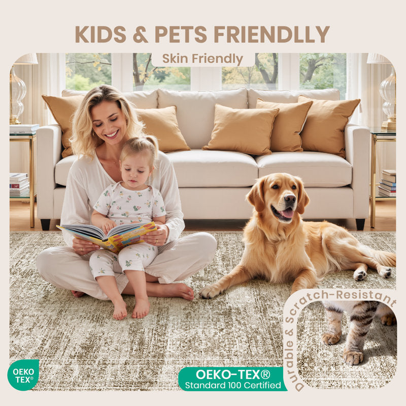 HexaModern - Washable Hexagon Area Rug Non-Slip Living Room Decor