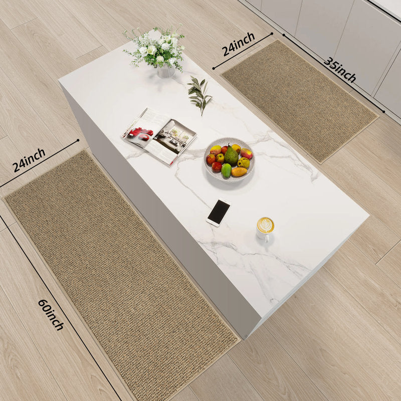 2-Piece Non-Slip Kitchen Rug Set Absorbent Microfiber Floor Mats