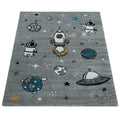 Kids Rocket Ship Area Rug - Polypropylene Space Theme Nursery Decor