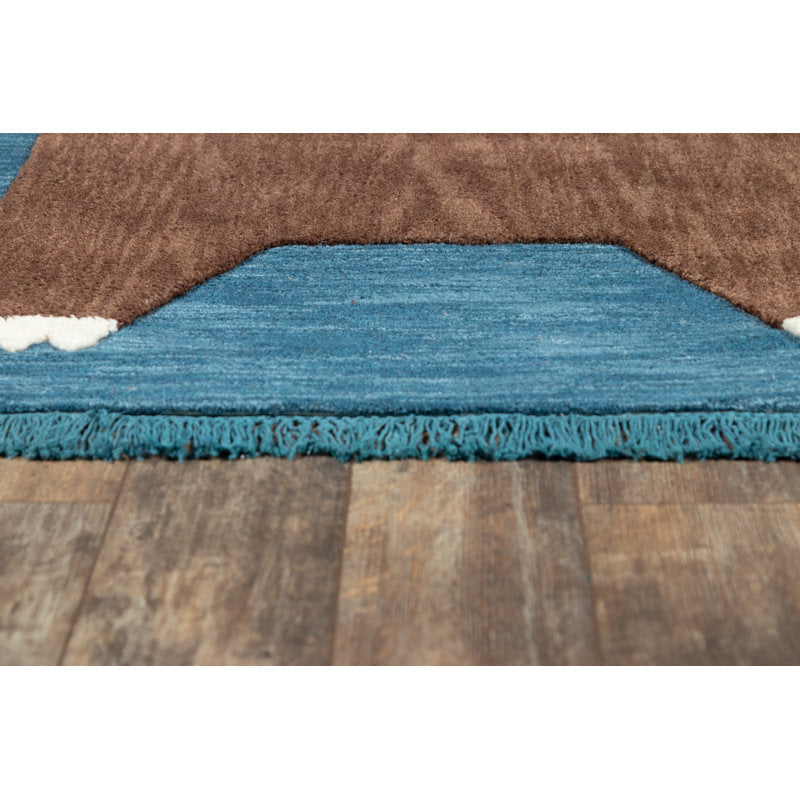 Handmade Wool Bear Animal Print Rug for Kids Room & Nursery