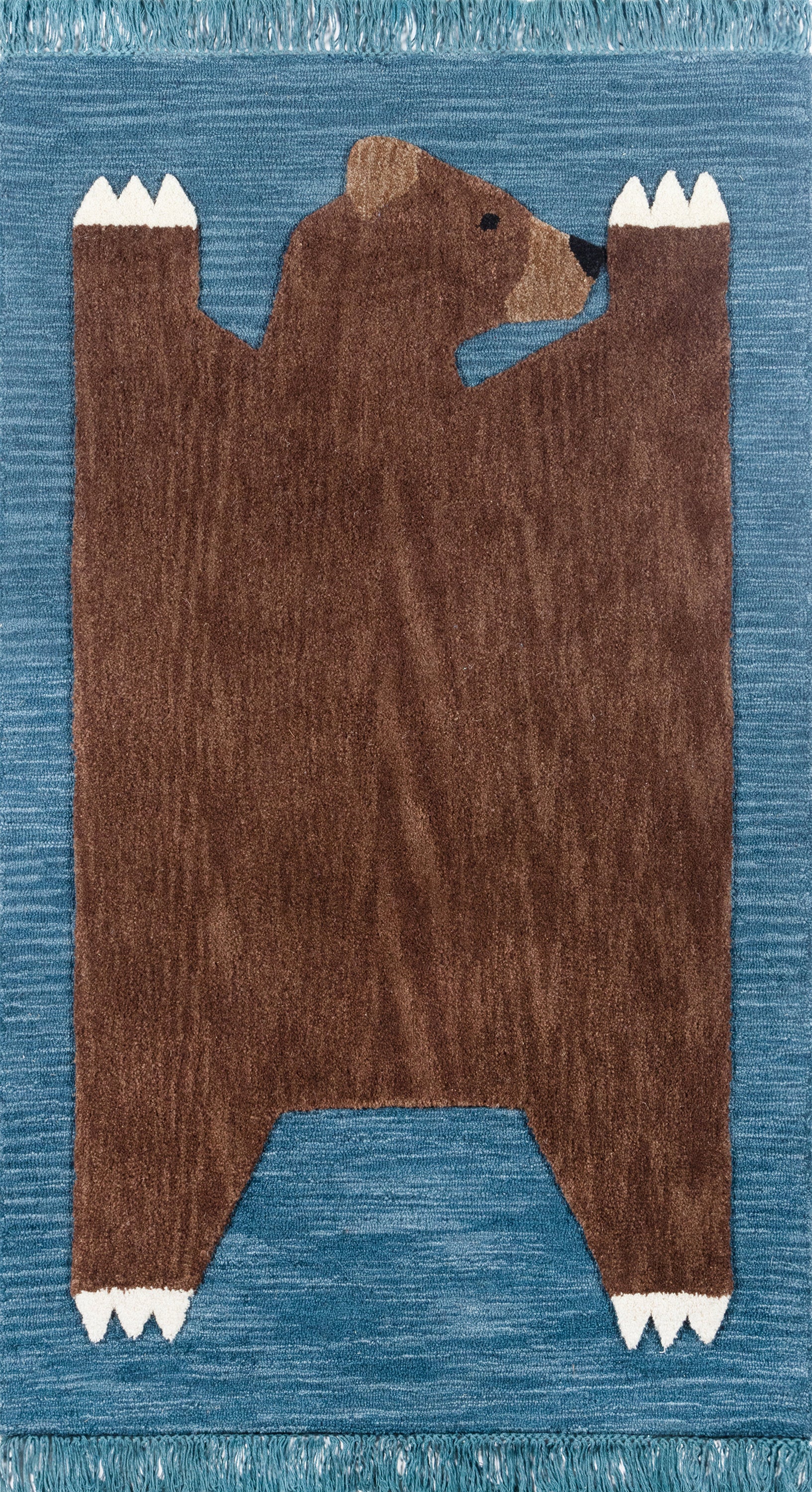 Handmade Wool Bear Animal Print Rug for Kids Room & Nursery