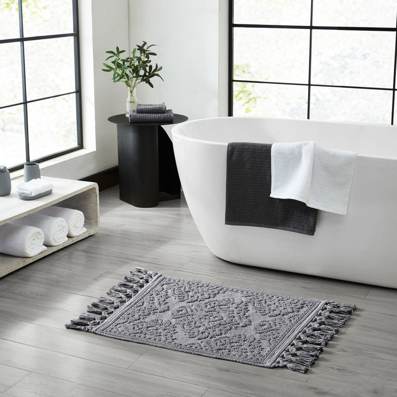 Ricardo Cotton Bohemian Bath Rug - Geometric Tassel Bathroom Mat