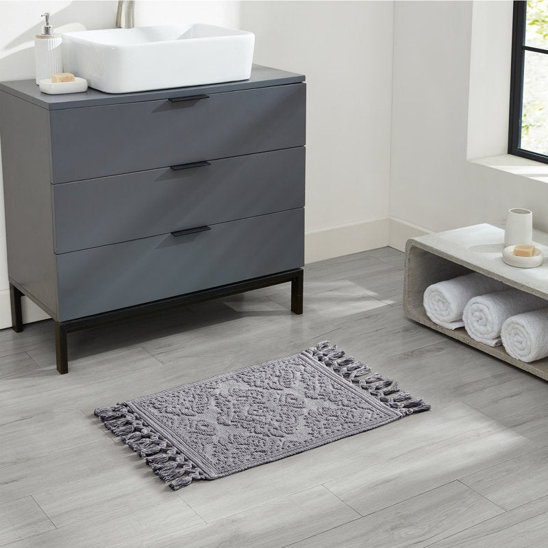 Ricardo Cotton Bohemian Bath Rug - Geometric Tassel Bathroom Mat
