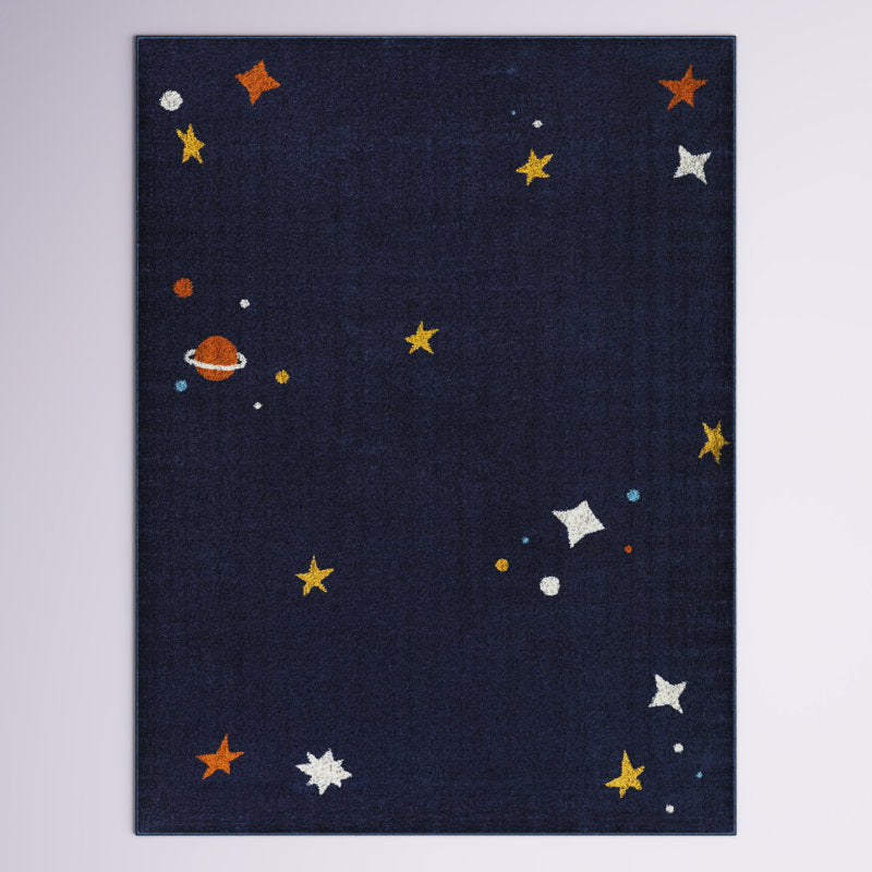 Celestial Kids Area Rug - Navy Polypropylene - Playroom Decor