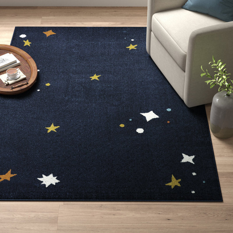 Celestial Kids Area Rug - Navy Polypropylene - Playroom Decor