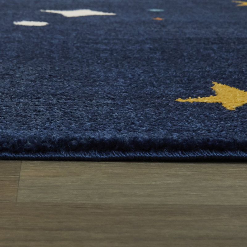 Celestial Kids Area Rug - Navy Polypropylene - Playroom Decor