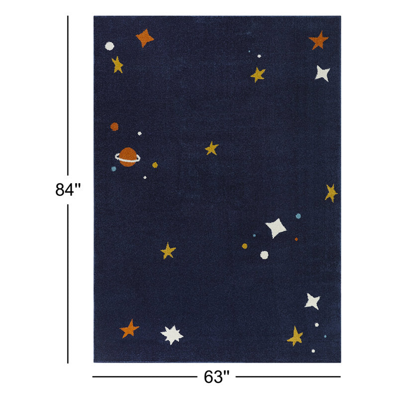 Celestial Kids Area Rug - Navy Polypropylene - Playroom Decor