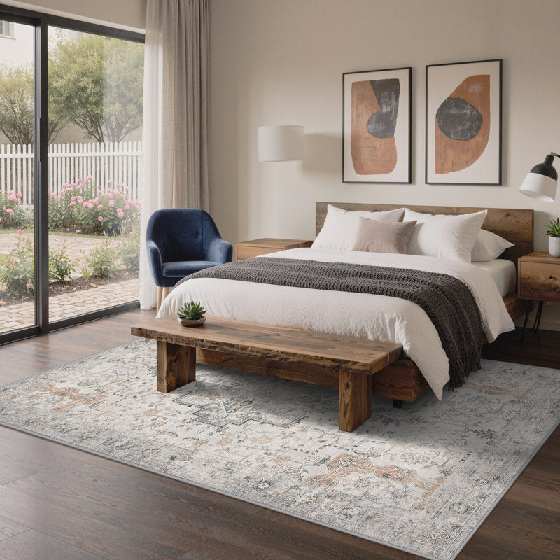 Roehit - Oriental Machine Washable Area Rug Distressed Traditional