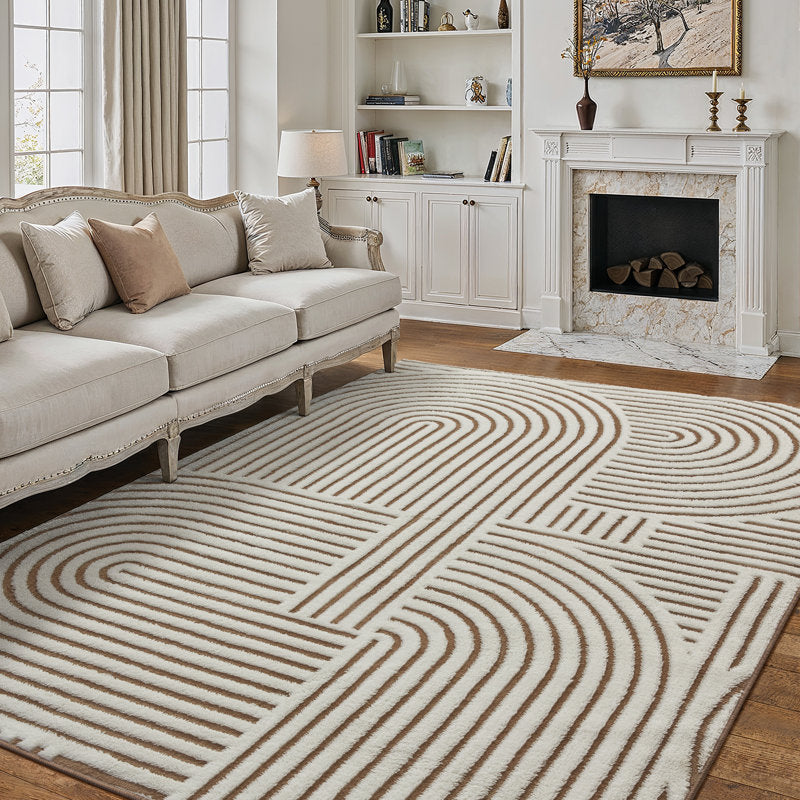 Rove - Geometric Cotton Velvet Area Rug for Modern Living Rooms