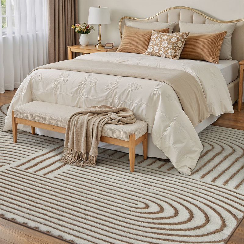 Rove - Geometric Cotton Velvet Area Rug for Modern Living Rooms