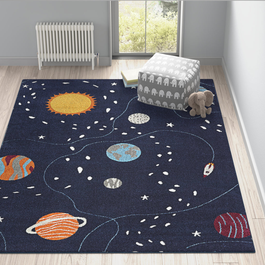 Rumley Celestial Kids Area Rug - Polypropylene Space Theme Playroom