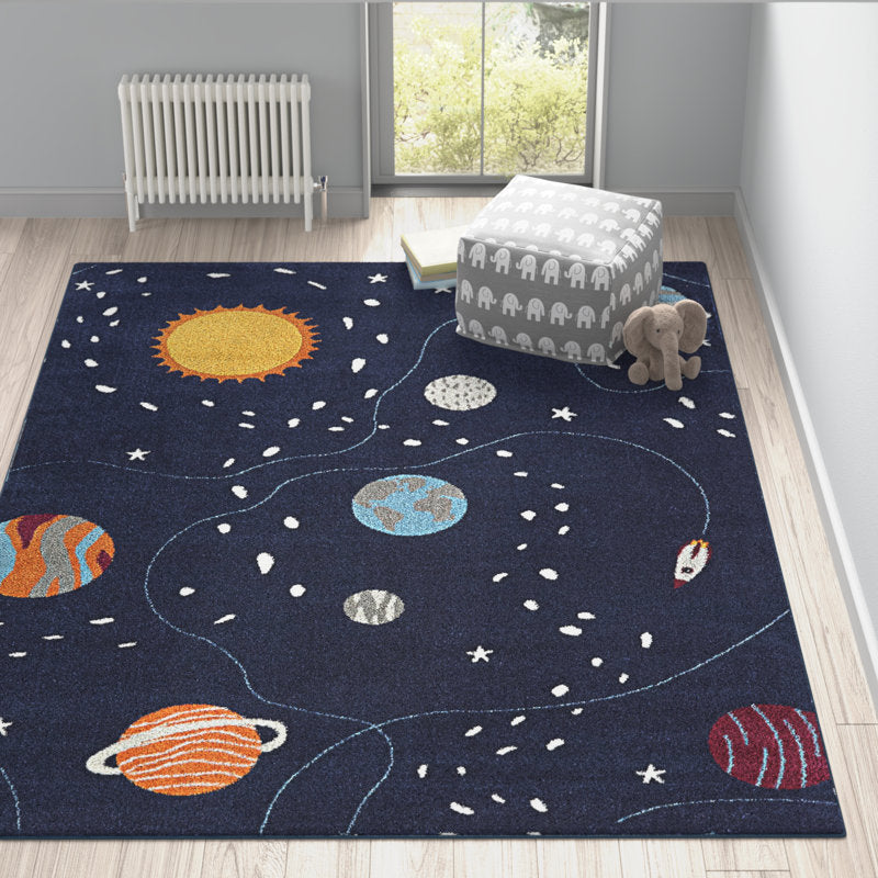 Rumley Celestial Kids Area Rug - Polypropylene Space Theme Playroom