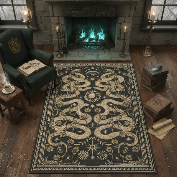 Serpent Wild Life - Machine Washable Snake Print Rug for Living Room