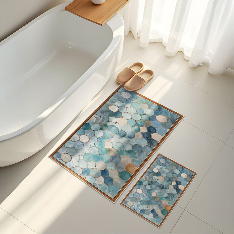 Soft Blue 2-Piece Bathmat Set - Non-Slip Polyester Bathroom Rugs