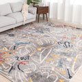 Baseball Glyph Art Area Rug - Gray Polyester Sports Decor