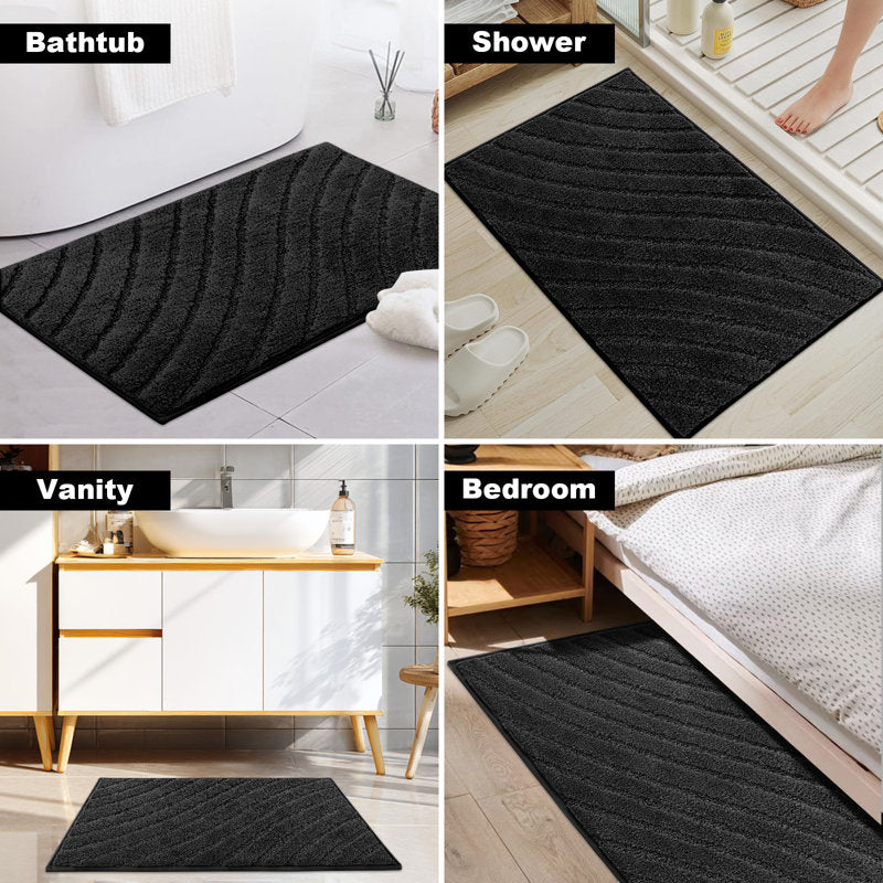 3-Piece Microfiber Bath Mat Set - Non-Slip Absorbent Rugs