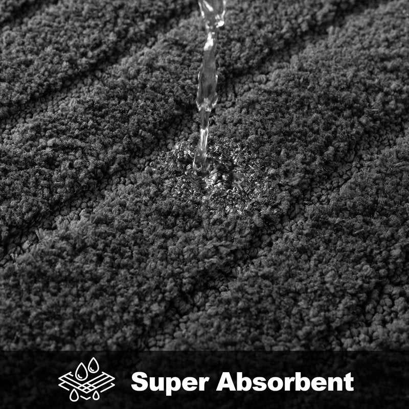 3-Piece Microfiber Bath Mat Set - Non-Slip Absorbent Rugs