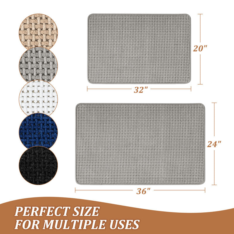 2-Piece Chenille Weave Non-Slip Bathroom Rug Set - Ultra Thin Gray