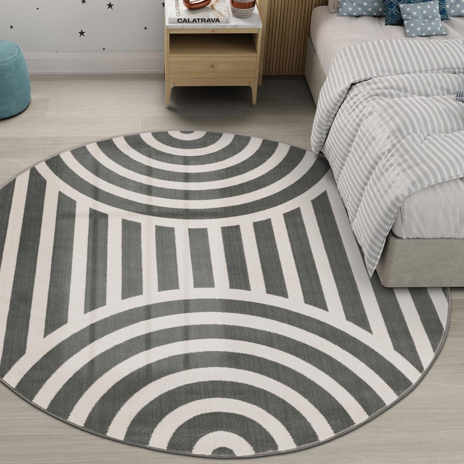 Unique Loom Whimsy Kids Rug - Soft Polypropylene Round Nursery Rug