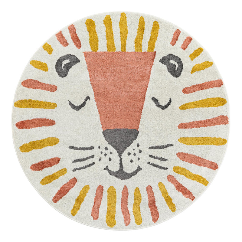 Sun Whimsy Kids Area Rug - Round Polypropylene Nursery Decor