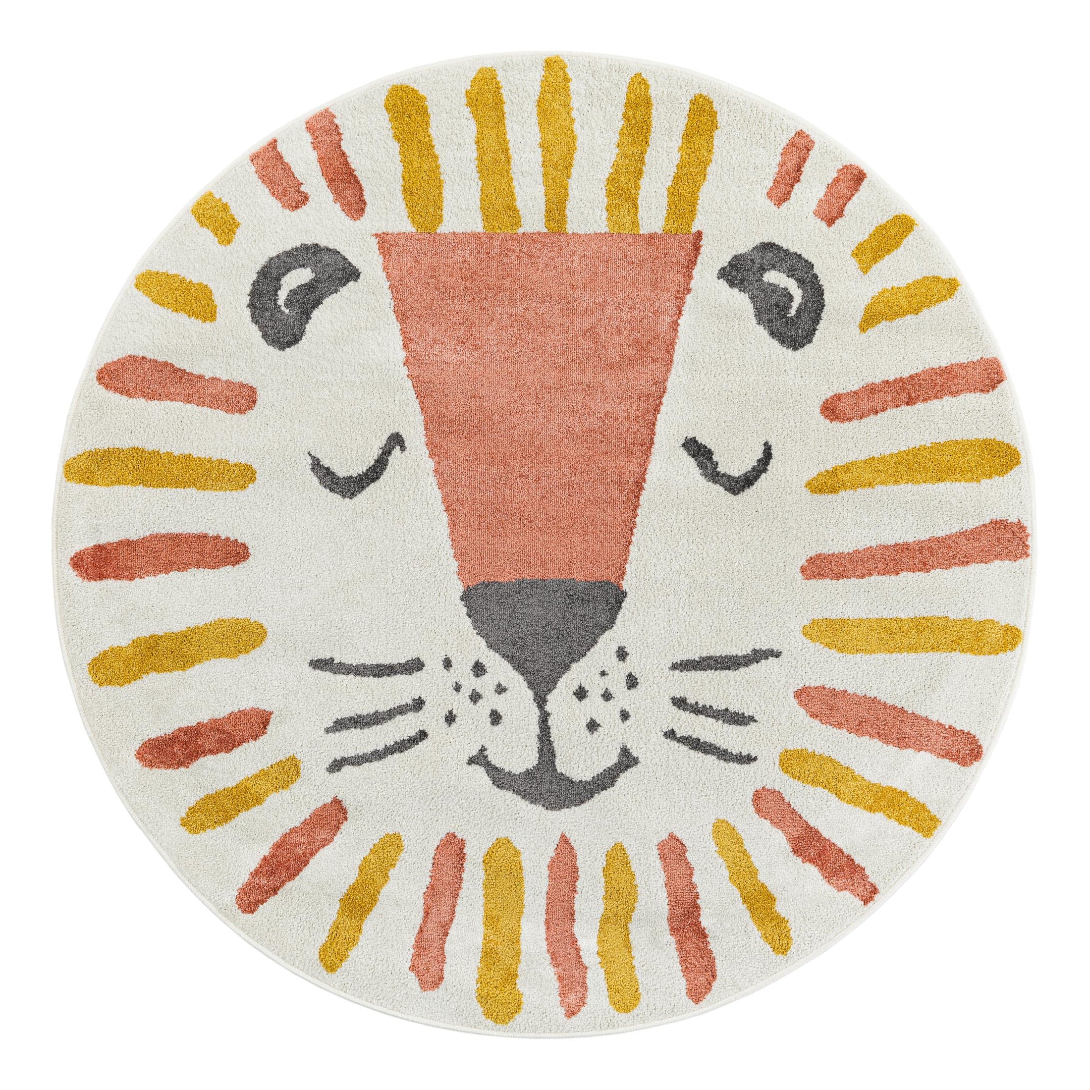 Sun Whimsy Kids Area Rug - Round Polypropylene Nursery Decor