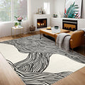 Abstract Noir - Washable Modern Area Rug Low Pile Indoor Carpet
